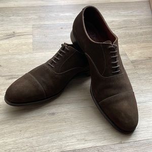 Brown suede hand made leather shoes made by Crockett and Jones size 8.5